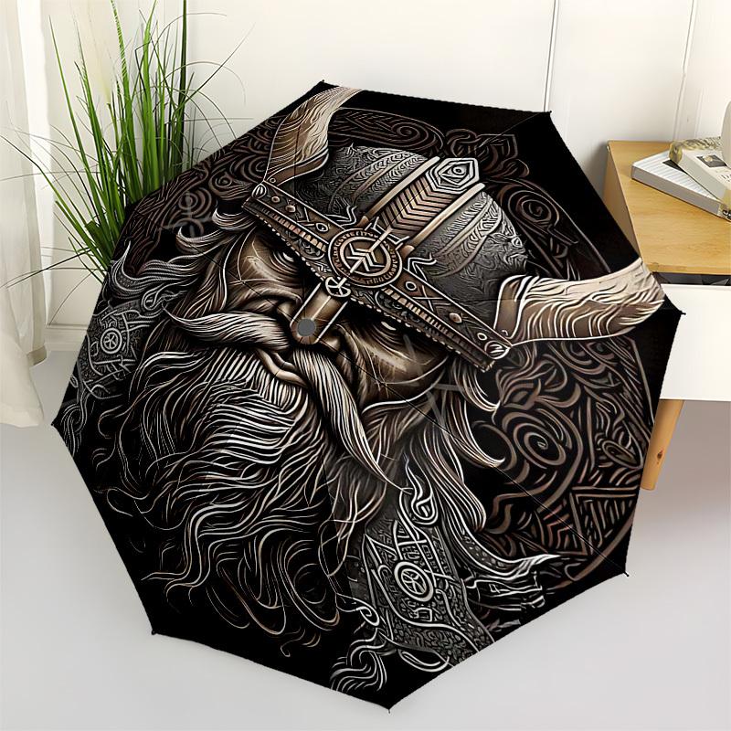 1pc Viking helmetOpen/Close Umbrella-Windproof, Compact Travel Umbrella, Sturdy 8-Rib Shaft1147