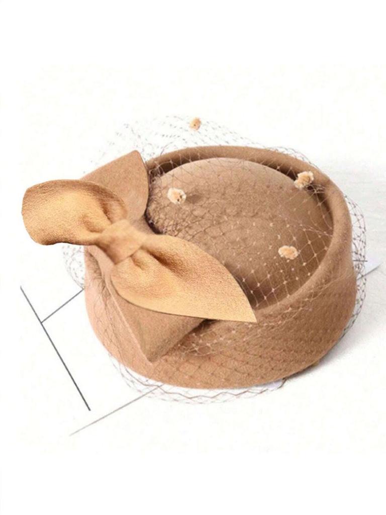 High-End Women's Fedora Hat: Autumn/Winter Bow Mesh Wool, Korean Stewardess & British Style