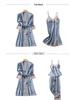 Women's Sexy Spring & Autumn Silk Pajamas 5-Piece Set: Thin Summer Ice Silk Nightdress & Robe with Chest Pad.