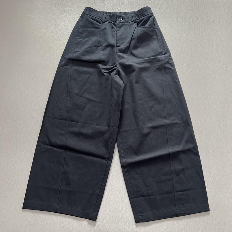 

High-Waisted Zipper Cropped Pants - Women s Slimming Woven Straight-Leg Casual Spring Style XL темно-синий