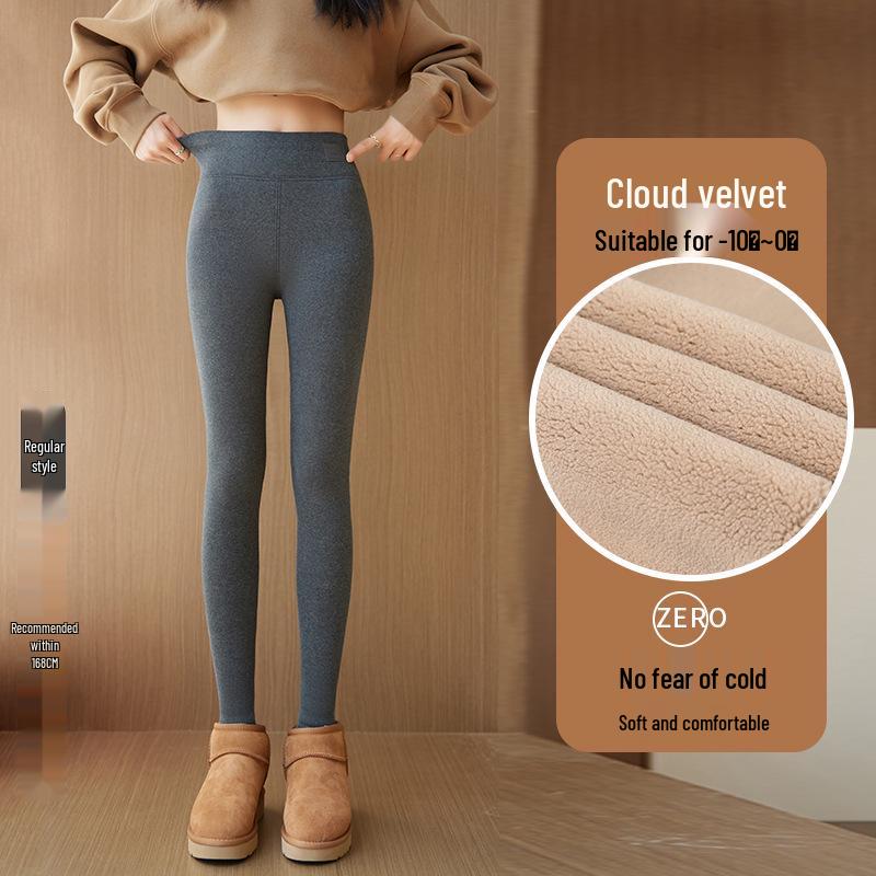 High-Waisted Slim Fit Women's Plush Leggings - Warm Thick Cotton Trousers for Autumn/Winter 2024