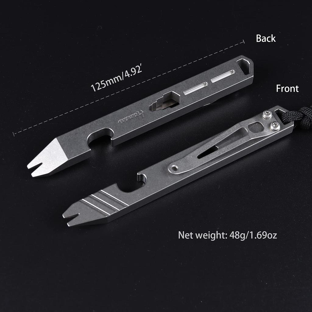 Hamans Titanium Prybar EDC with Bottle Screwdriver and Clip Function Multi-Tool Opener, Wrench,