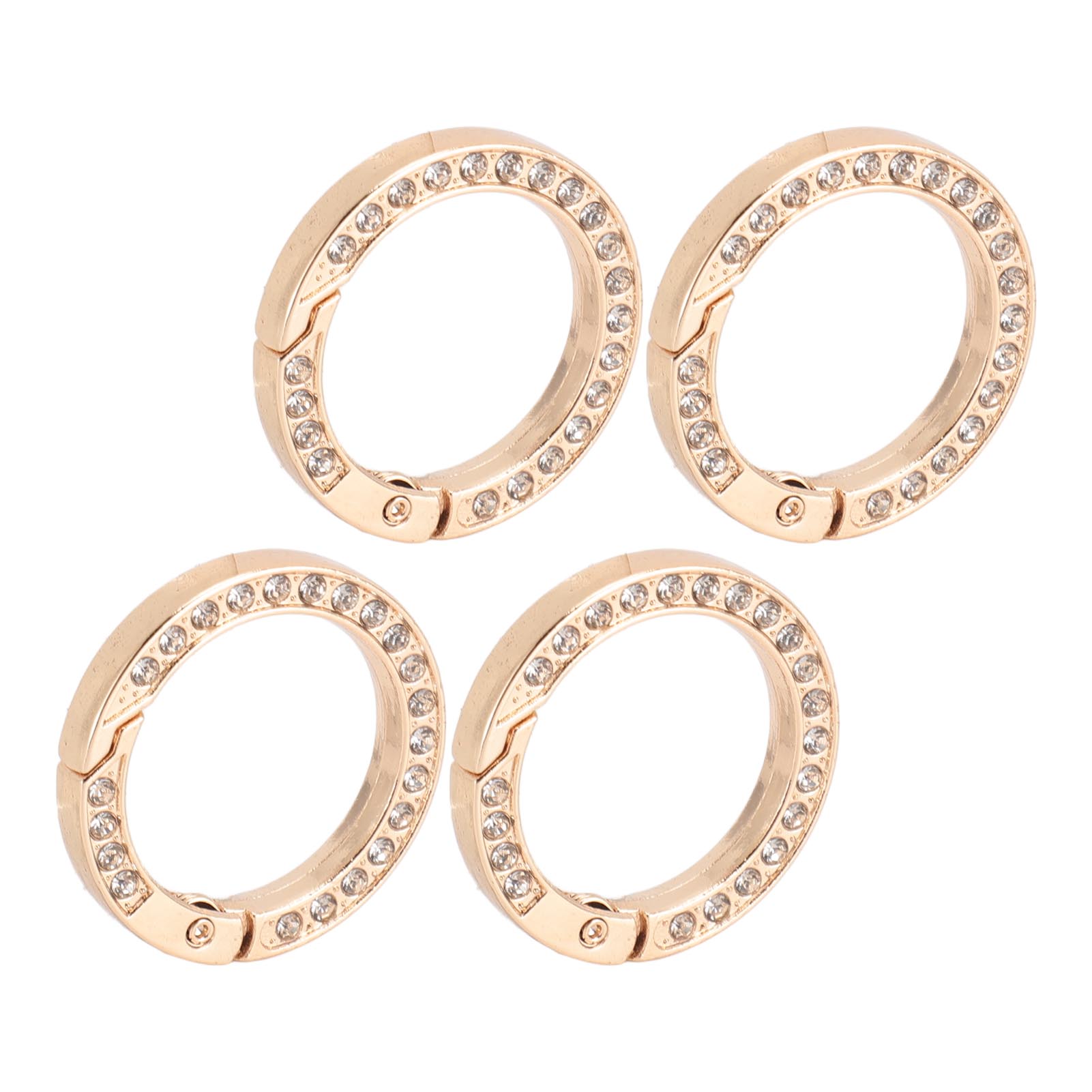 10pcs Rhinestone Spring O Rings Round Snap Clip Buckle Elasticity Metal Spring O Rings for Backpacks Key Rings