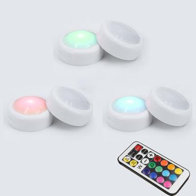 12 Colors LED Under Cabinet Light RGB Dimmable Touch Sensor LED Puck Lights For Cupboard Close Wardrobe Stair Hallway Night Lamp