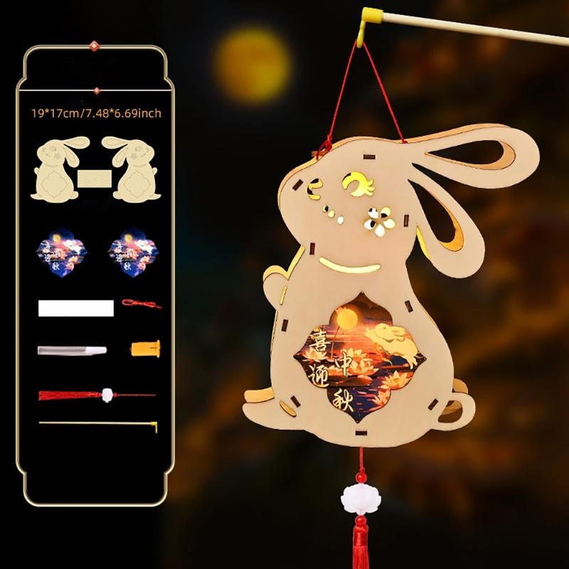 Lovely Rabbits Light Hanging Decors Portable Autumn Festival Rabbits Light Decoration for Cultural Enthusiasts