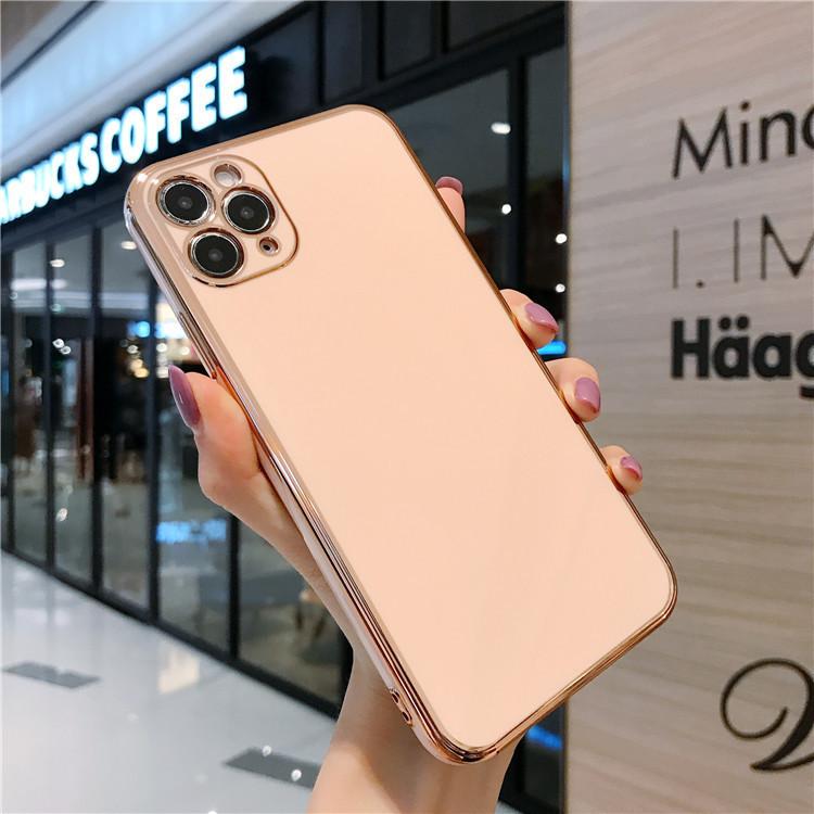 Anwendbar für iPhone14 einfarbig gerade Kante Galvanik TPU Handyhülle Apple 15 Silikon 6D Lasergravur All-inclusive 13 weiche Hülle