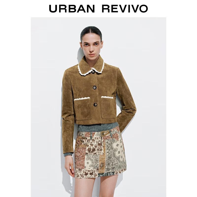 UR Women s Amber Flow Contrast Trim Short Leather Jacket M