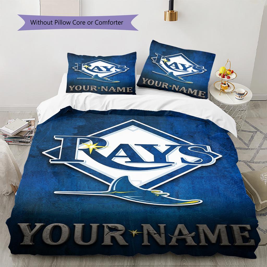 Name Custom Tampa Bay Rays Logo Pattern Bedding Set Quilt Cover Pillowcase Home Decor Gift (1 * duvet cover + 2 * pillowcase, without core)