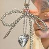 Fashion Bead Bowknot Heart Keychain Decorations Keyring Hanging Ornament