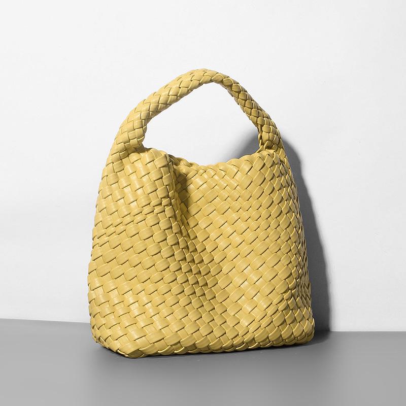 2024 Spring/Summer Women's Hand-Woven Soft Leather Bucket Bag - High-End Single Shoulder Handbag & Underarm Bag