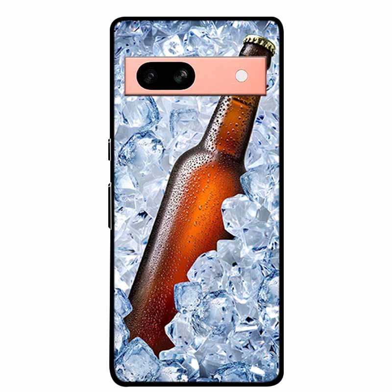 Per Google Pixel 7a 5G Custodia 6.1" Cover Fiori Bordo Nero Silicone TPU Morbida Cover Posteriore Per Google Pixel7a 2023 Custodia Telefono Fundas