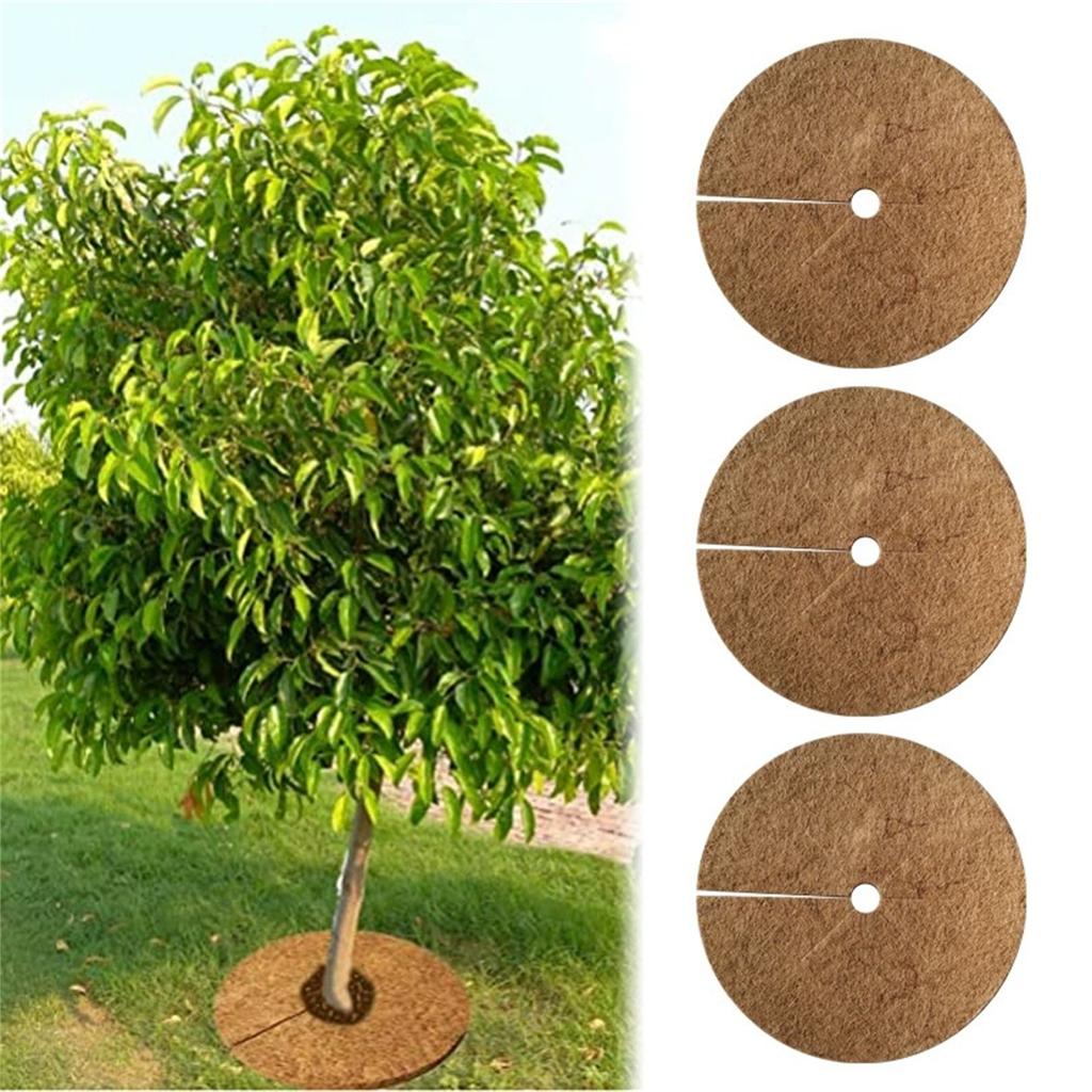 Fiber Mulch Pad, Circular Plant Film with Hole, Flat Control Pad, Flowerpot Mat for Gardening and Planting