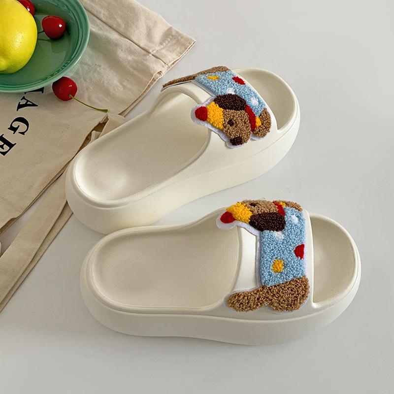 Dachshund lightweight thick-bottomed one-word slippers for women's summer wear, non-slip and cool slippers for stepping on shit
