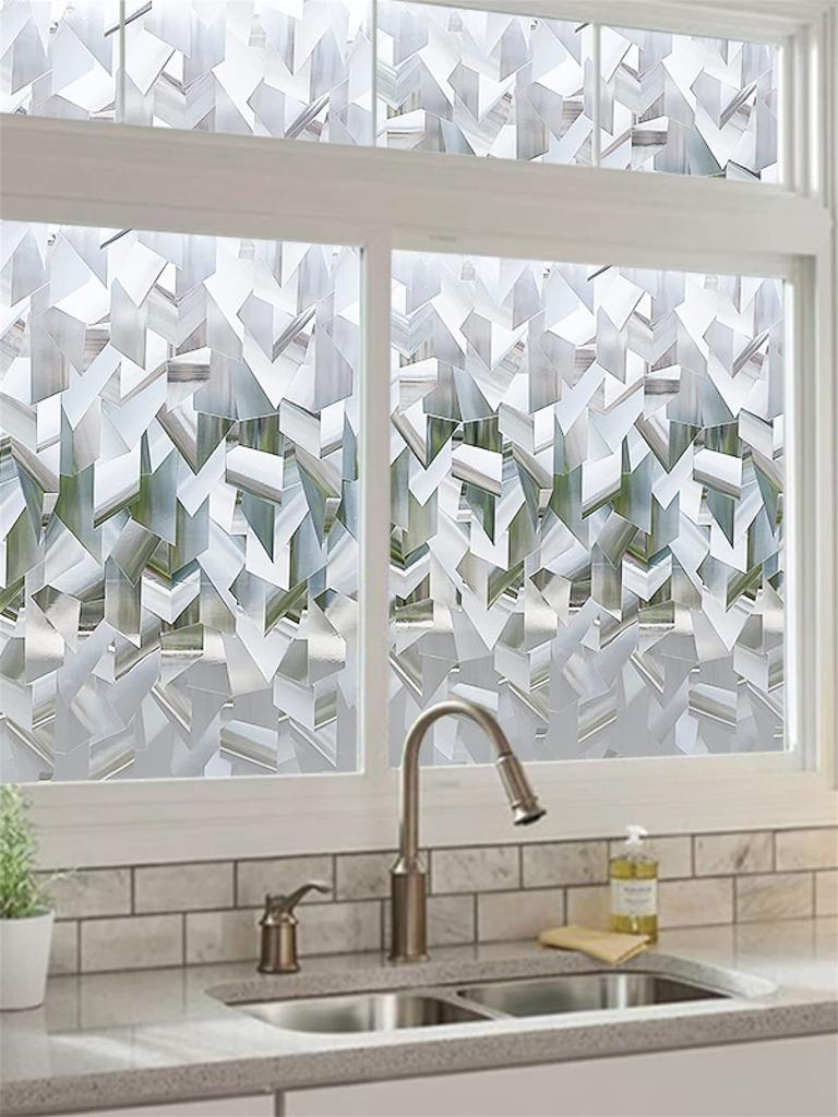 3D Decorative Window Privacy Film Frosted Static Cling Self-adhesive Window Decals for UV Blocking Heat Control Glass Stickers