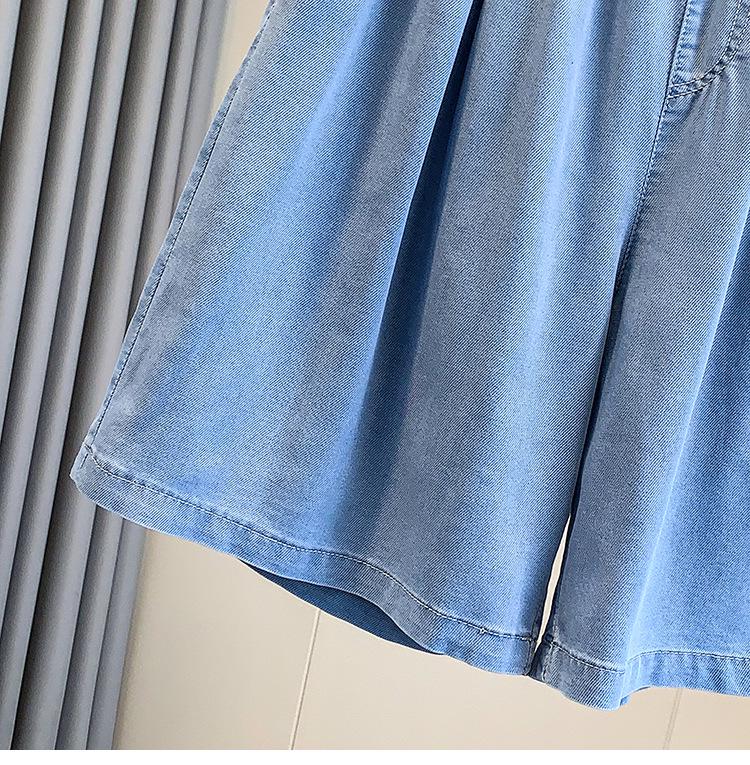 Women's Lightweight Tencel Denim High-Waist Loose Shorts - Summer Ice Silk 5-Point Pants Plus Size