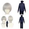 Detailed Jujutsu Kaisen Toge Inumaki Cosplay Outfit With Navy Blue Color Durable Polyester Material And Complete Top And Pants