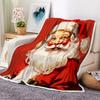 Vintage Christmas Santa Claus Throw Blankets, Retro Xmas Cute Cozy Warm Bed Couch Blanket, White Fleece Flannel Throws To