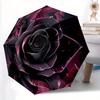 1pc Black Rose Automatic Open, Sturdy Iron Frame, Compact Folding Design, All-Season Portable Umbrella for Women & Men Yy250801042