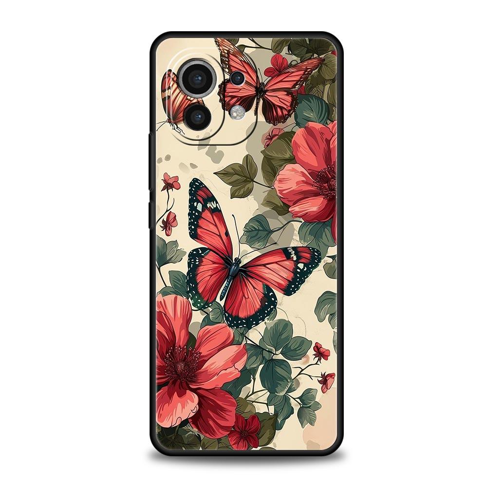 

floral and butterfly patterns Case For Xiaomi Mi 15 14 13 12 11 Lite 14T 13T 12T 11T Pro Poco X7 X6 X5 X3 Pro F6 F5 F4 Cover For Mi 11 Lite