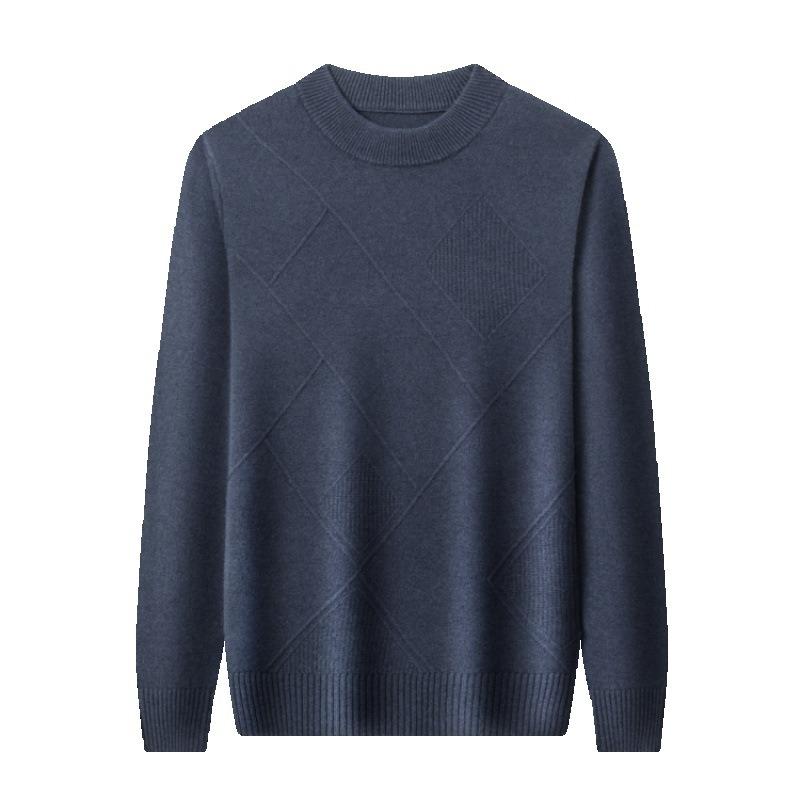 Genser for menn Høst og vinter Ny Slank Varm Ensfarge Uformell fortykket Halvskolekrage Ullstrikket genser