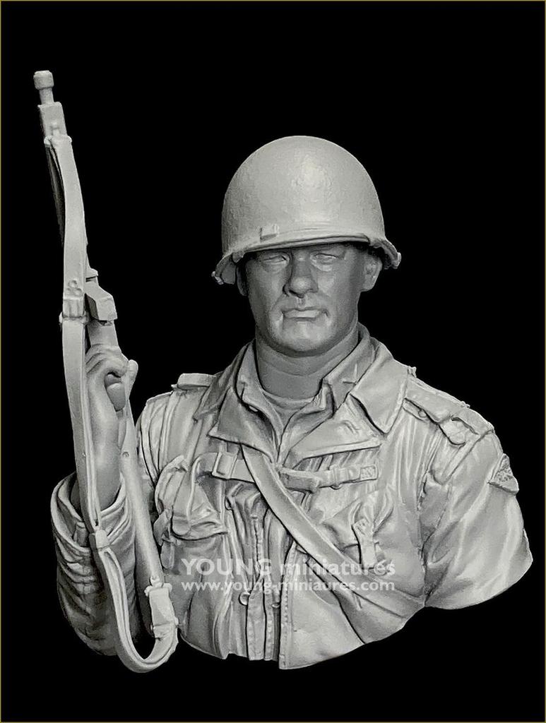 Young Miniature Amerikanischer Soldat des 2. Ranger-Bataillons der Normandie 1944 Büste aus Resin Bausatz YM1898 1/10