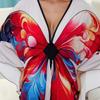 EDOLYNSA 2024 Women's Plus Size Kaftan Beach Maxi Dress Red Butterfly Printed Turkish Robe Summer Holiday Beachwear Bathing Suit Cover Up Q1588