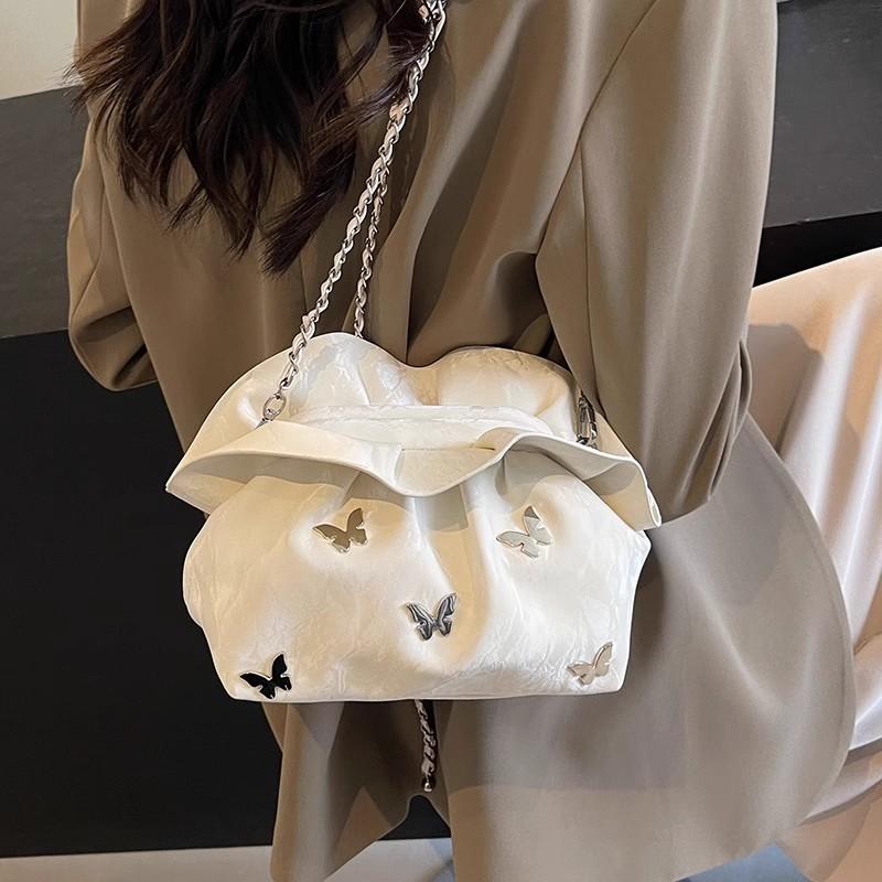 Bag women s new versatile pleated messenger women s bag high-end chain fashion cloud bag белый