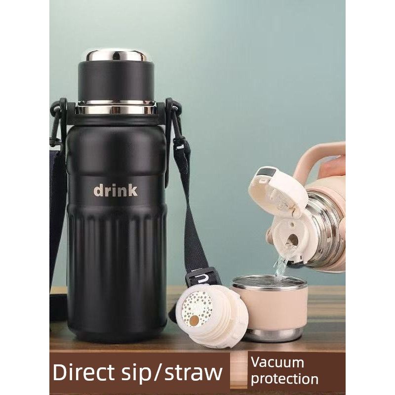 Outdoor 316 Stainless Steel Large-Capacity Thermos Cup for Male and Female Students, Portable Water Cup for School, Tea and Water Separation Cup