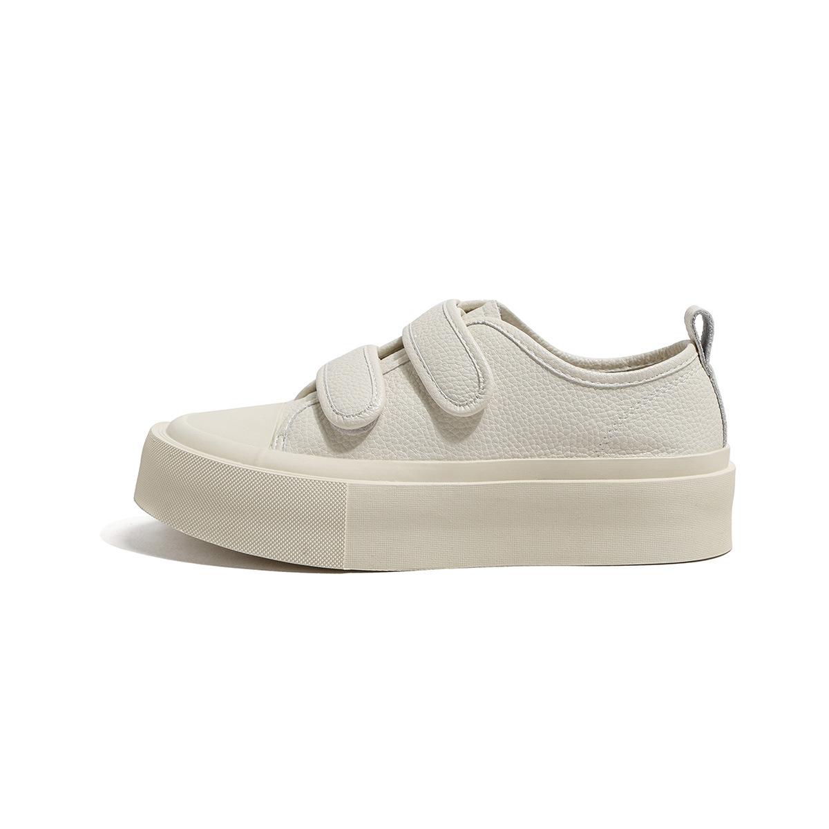 

Платформні бісквітні туфлі шкіряні маленькі білі туфлі жіночі лічі візерунок липучка платформа повсякденні туфлі жіночі універсальні студентські кеди 35