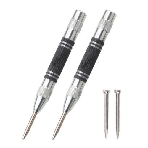 Set of 2 Automatic Center Punch with Center Punch for Drilling, Stamping, and Marking Metal, Wood, and Plastic, Suitable for Windows, Walls, Floors, a
