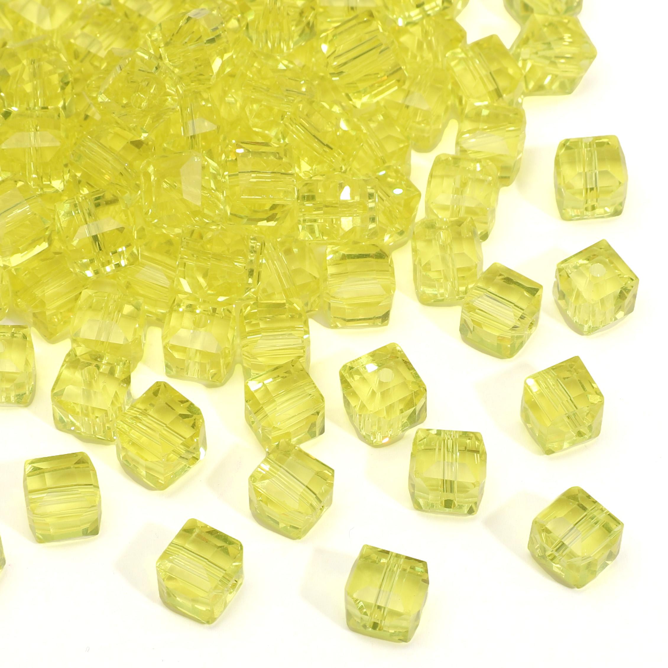 10-20 шт. Стеклянные хрустальные прозрачные трехмерные квадратные бусины для изготовления украшений, DIY браслет, ожерелье 8mm 10pcs жёлтый