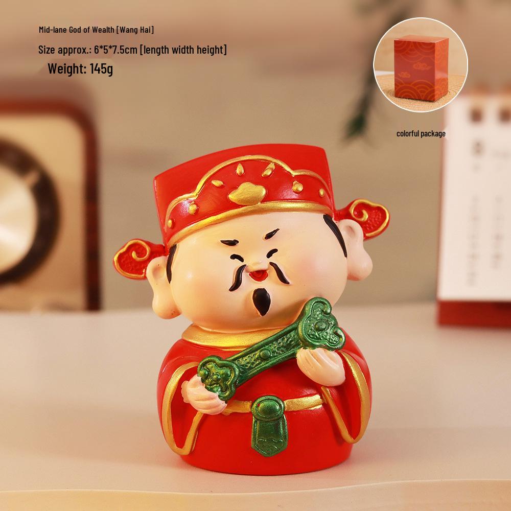 Creative Cute God of Wealth Figurine: Home or Office Decor Offering Prosperity