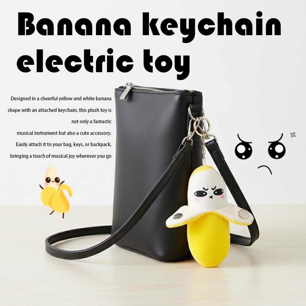 Plush Banana Toy Pendant Keychain Rhythm Piano Interactive Toy Creative Touch Doll Dual-Player Activity Friend/Party Toys