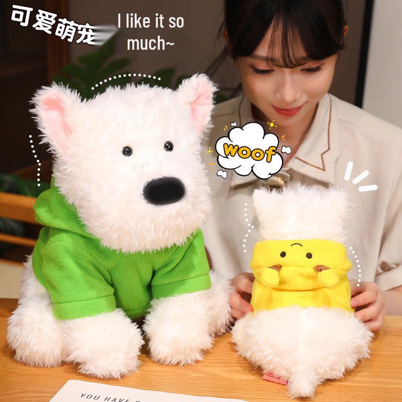 West Highland Puppy Plush Hoodie Doll - Cute Edamame Miko Gift for Girls