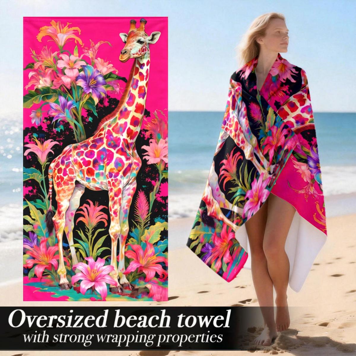 

Colorful Giraffe Art Oversized Beach Towel – Soft & Plush, Vibrant Vintage Design, Perfect for Pool & Gift Use 90x180cm W40*H60(CM)