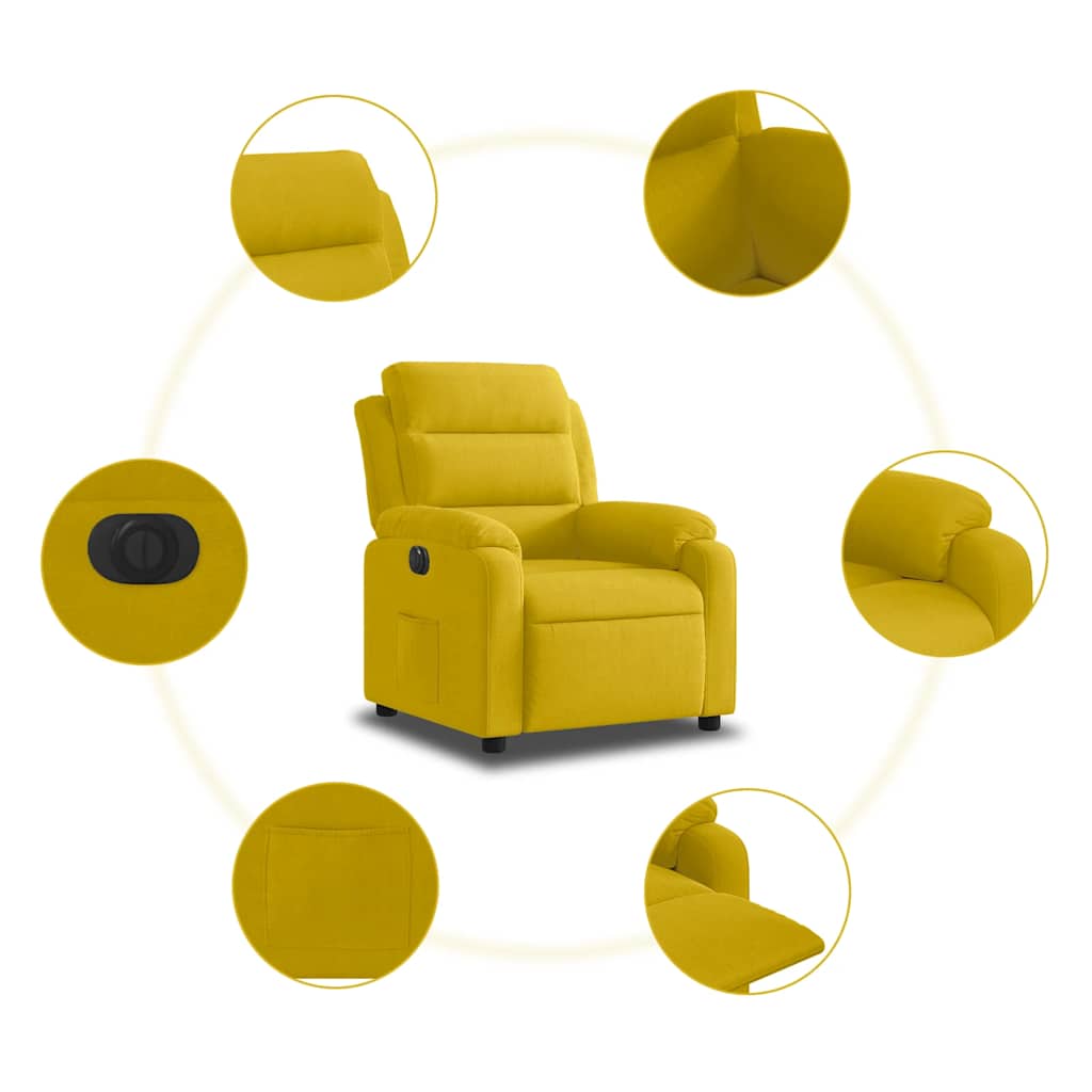 Electric Recliner Chair Yellow Velvet