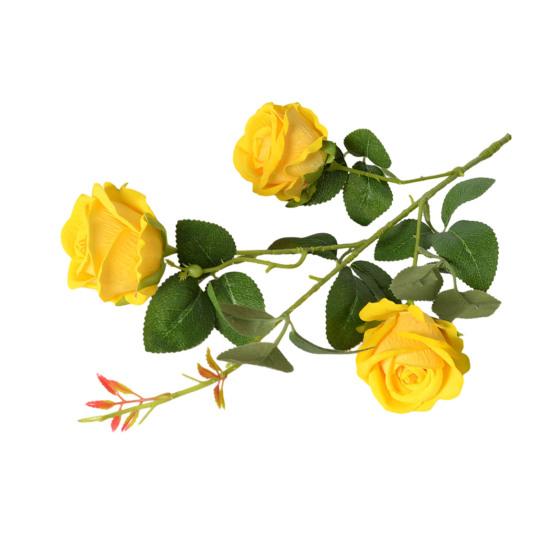 Artificial Rose Flower 3 Heads Full Blooming Fake Silk Roses Bouquet with Stem for DIY Vase Home Wedding Party Centerpiece