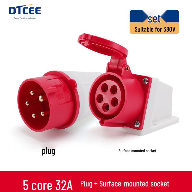Industrial 16/32A Non-Explosion Proof Aviation Socket with 3-Core, 4-Core, 5-Core Connectors, Three-Phase, Four-Wire, 380V.
