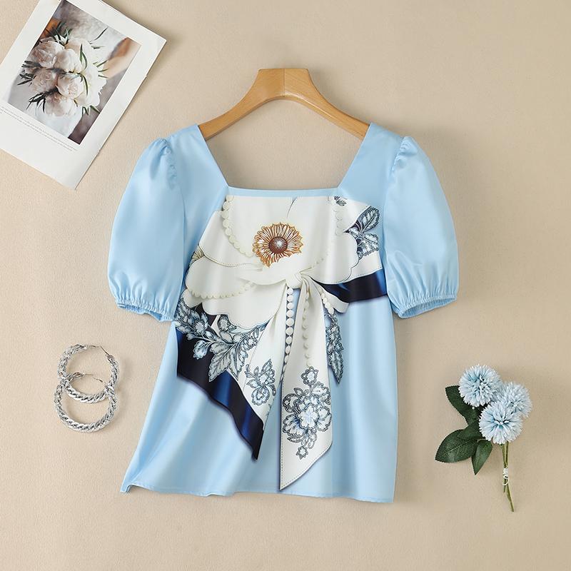 ZANZEA Women Square Collar Casual Floral Print Short Sleeve Blouse