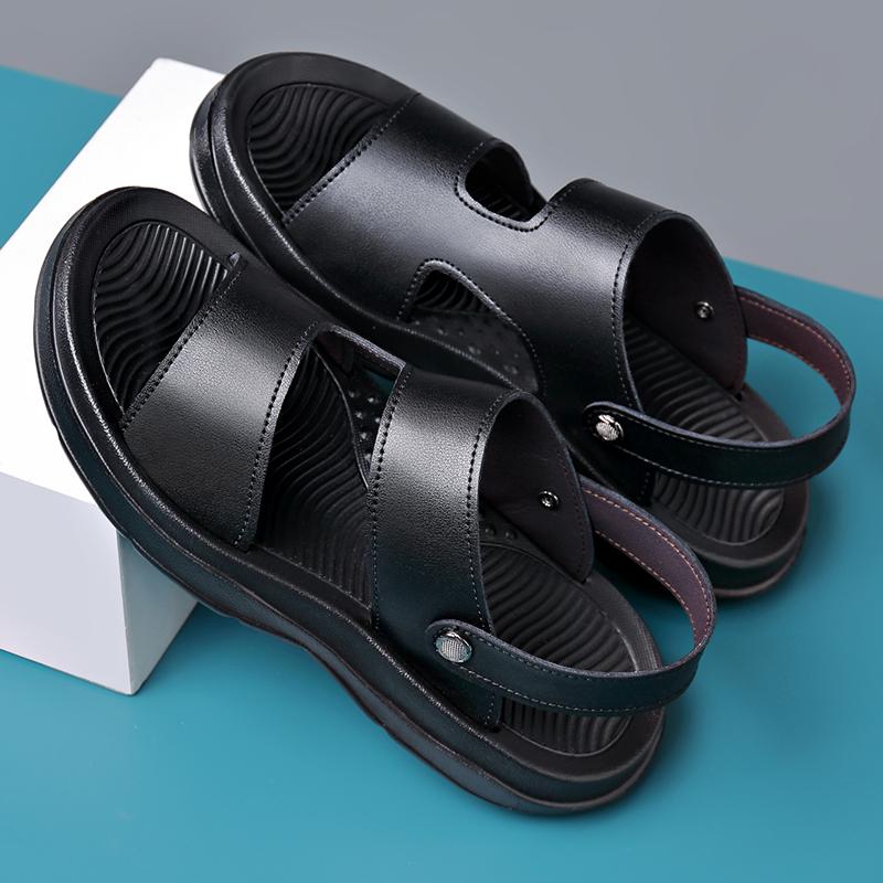 Fashion Dual-Purpose Mens Slides Classic Leather Quick-Dry Slippers Comfortable Male Sandals New Arrival Beach Shoes Wading Aqua Shoes