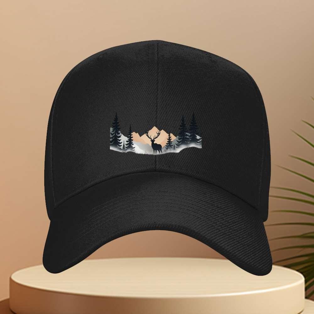 Elk Mountain Ink Painting Baseball Cap Unisex Adjustable Outdoor Casual Polyester Hat