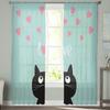 Cat Love Letters Sheer Curtain For Bedroom Tulle Voile Curtain For Kitchen Living Room Decor Window Treatment