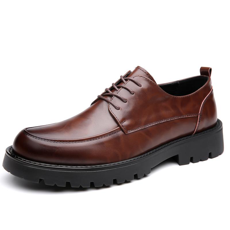 

88 Men S Shoes Leather Shoes Dress Casual Shoes Spring And Autumn Low-Top Cowhide Surface Thick-Soled Outdoor Tooling Gentleman Single Shoes 38 коричневый