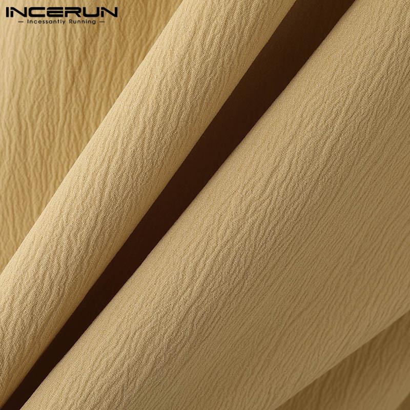 INCERUN Hauts à manches 3/4 pour hommes, chemises kimono amples et décontractées à lacets sur le devant