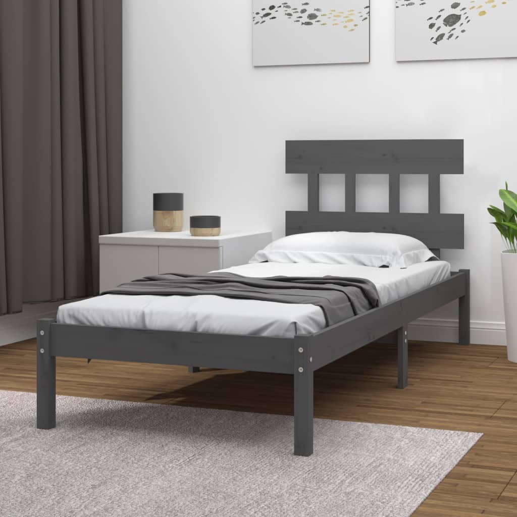 Bed Frame Grey Wood 90x190 cm 3FT6 Single купити недорого — ціна