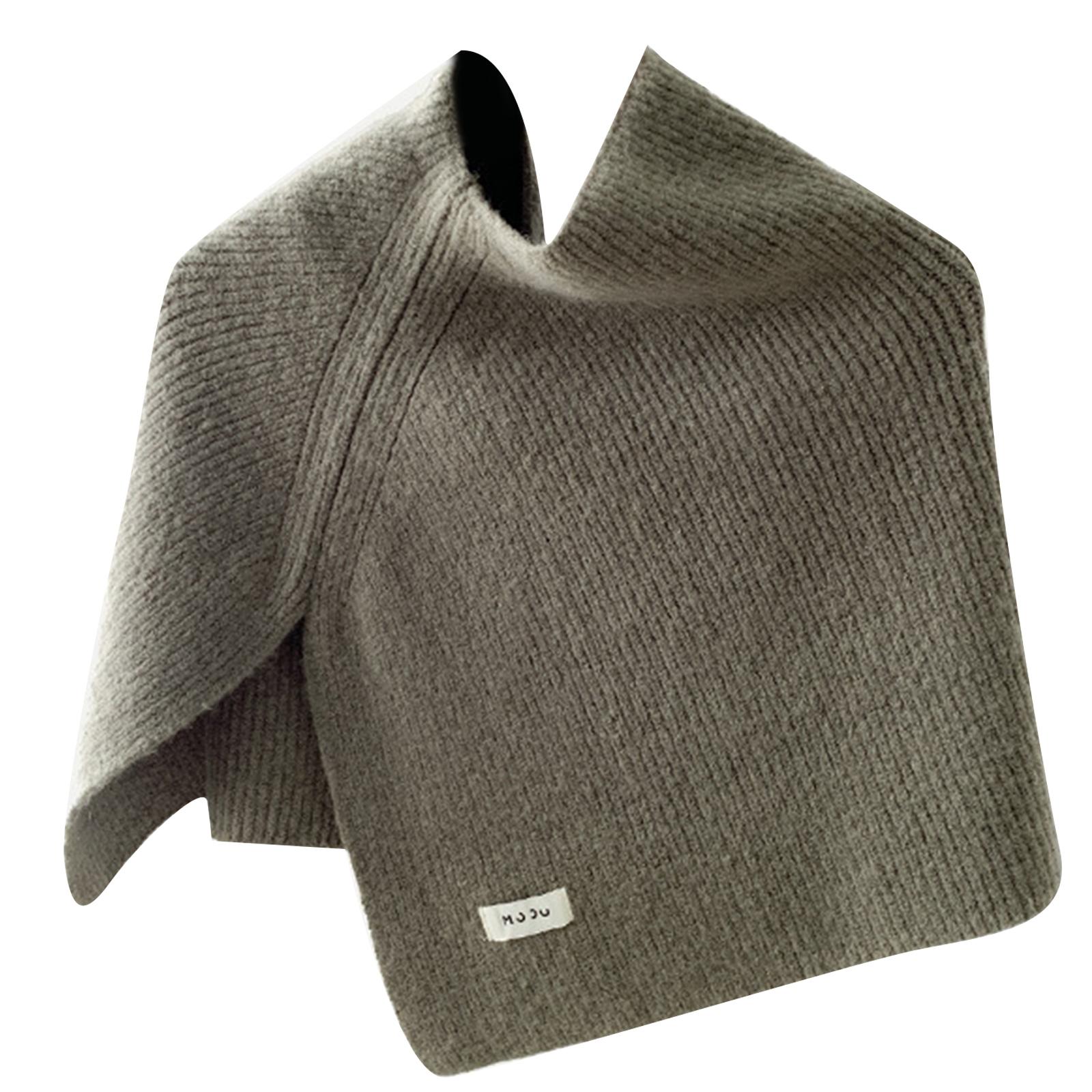 

Теплая Модная Шаль с Разрезом, Водолазка, Женский Зимний Шарф, Накидка на Плечи, Утолщенный Однотонный Увеличенный Кейп, Пончо 2