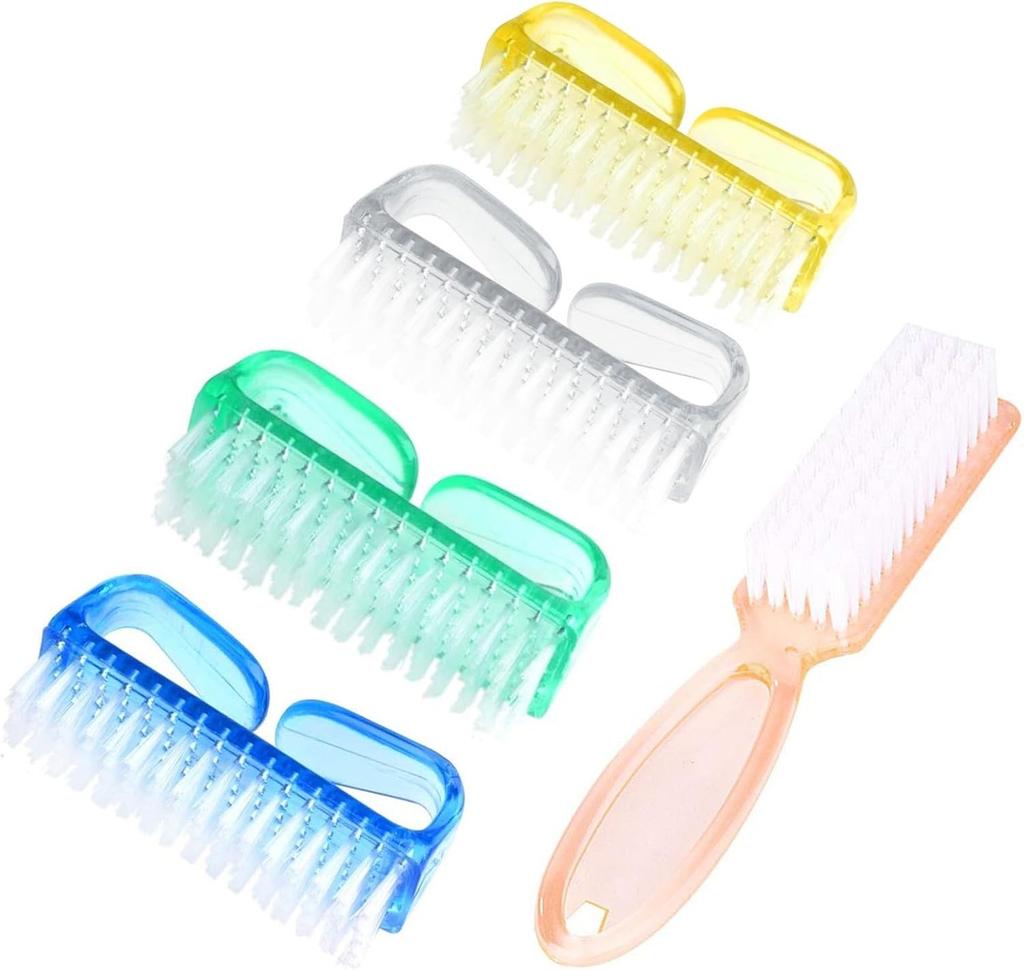 Handle Grip Nail Brush Set for Fingernail & Toes Nails Pedicure Scrubbing Tool Kit 5 Pack (Multicolor)
