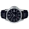 Casio Montre pour homme avec bracelet en cuir analogique standard et cadran noir à quartz MTP-V004L-1C
