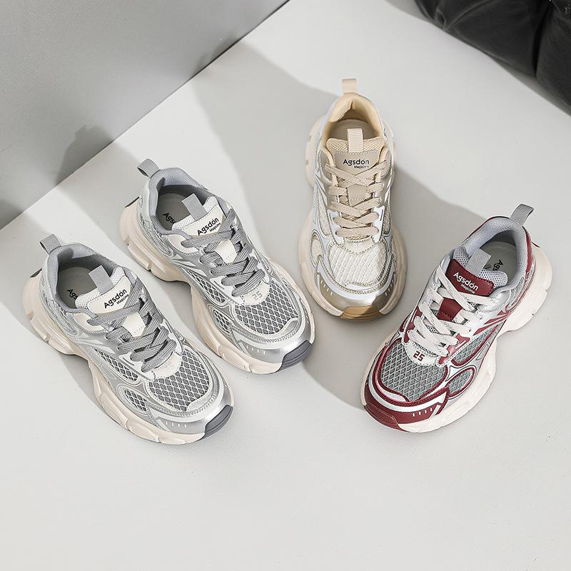 Augustine silver dad shoes women 2025 new summer mesh sports running shoes muffin platform casual shoes