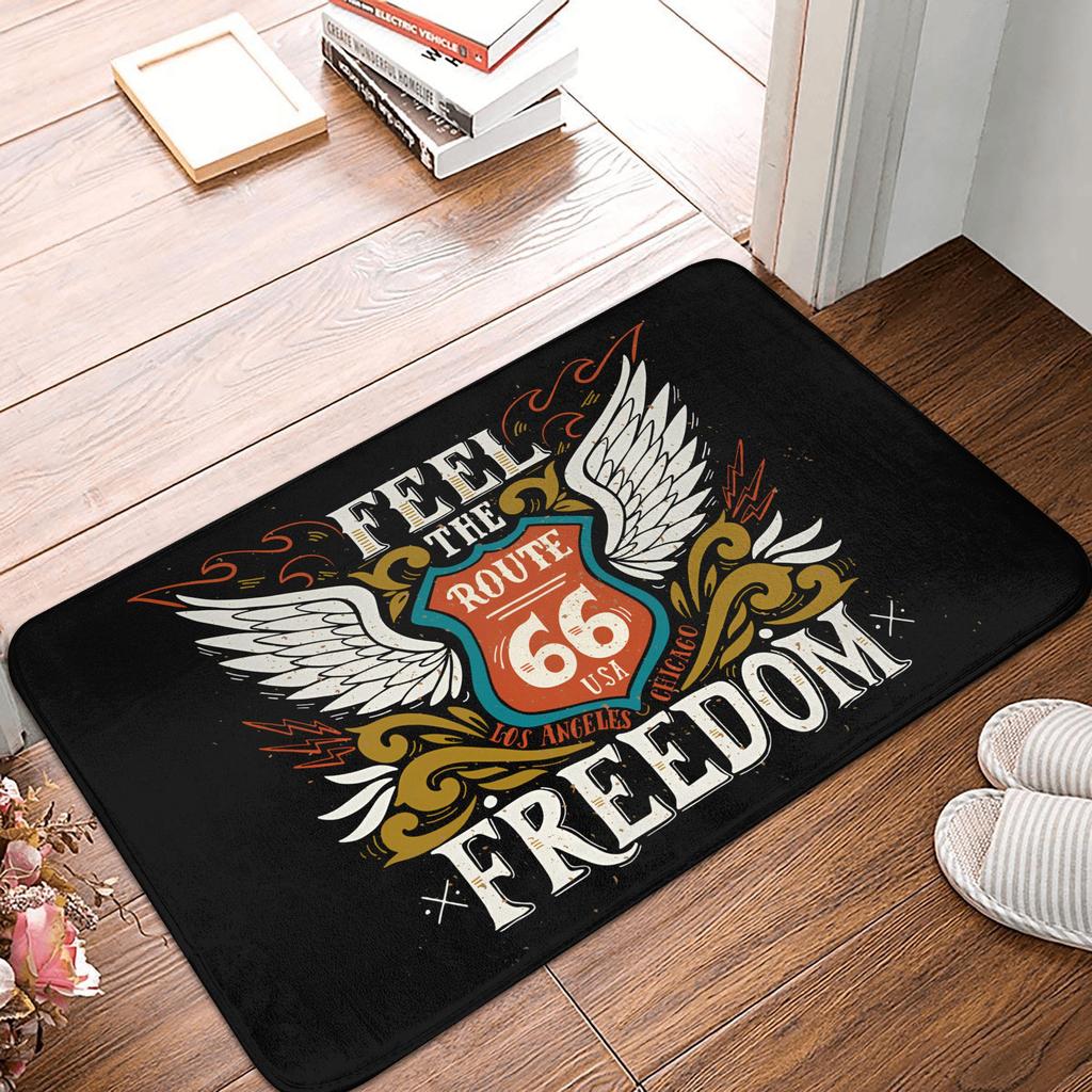 Tapis de porte Route 66 Antidérapant Extérieur Imperméable Tapis de porte Autoroute des Amériques Tapis de sol pour Cuisine Balcon Entrée